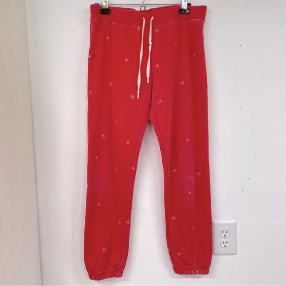 PJ Salvage Red Snowflake Print Jogger Sweatpants Womens M Pajamas Pants Casual - Picture 1 of 6